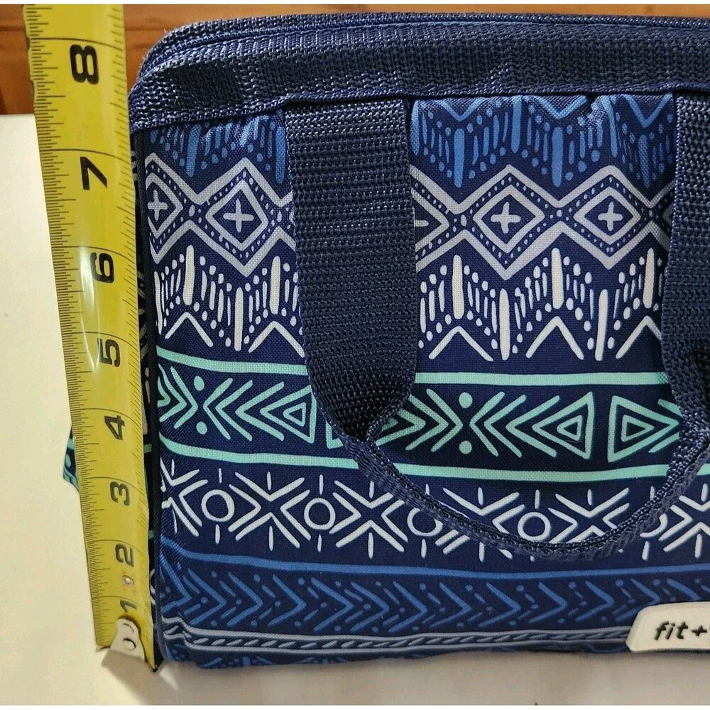 Fit & Fresh Adults Insulated Lunch Bag Work Food Containers Geometric Blue